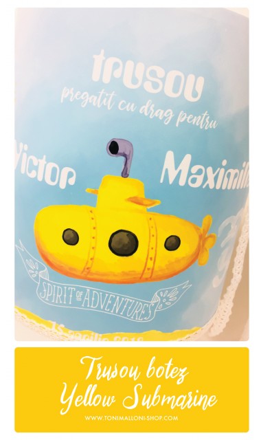 Trusou botez brodat pentru baieti cu submarinul galben, Yellow Submarine 5